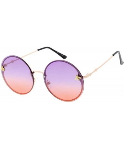 Round Frameless Bulky Candy Lens 80s Retro Fashion Sunglasses - Purple - CP18UTAXKRR $6.69 Round