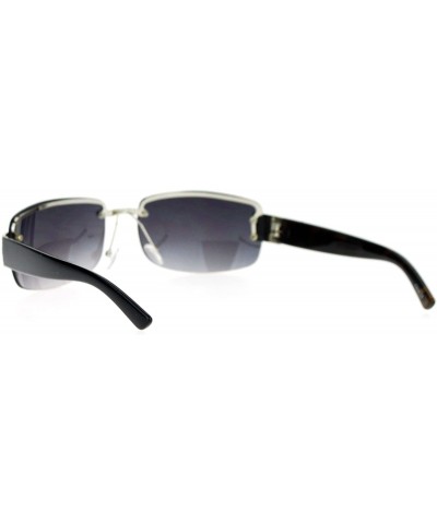 Rhinestone Fashion Sunglasses Womens Rimless Look Rectangular Frame - Silver Black Tort - CU12JES1C0H $5.60 Rectangular