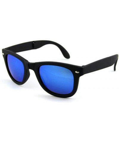 Foldable Sunglasses with Box Vintage Sun Glasses Men Shopping Travel Colorful - Black Red-box - CH194OQE0T2 $19.88 Square