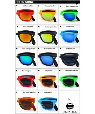 Foldable Sunglasses with Box Vintage Sun Glasses Men Shopping Travel Colorful - Black Red-box - CH194OQE0T2 $19.88 Square