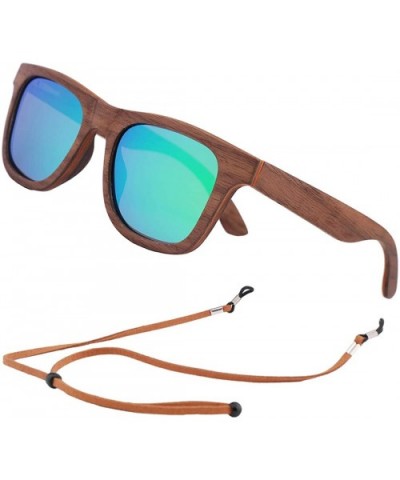Polarized Wood Sunglasses Men - Wooden Bamboo Sunglasses for Women (Walnut Wood - Green Mirror Lens) - C4193WHNLZA $31.88 Avi...