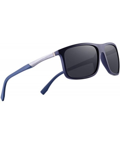 Polarized Square Sunglasses for Men Sports Aluminum Legs O8132 - Dark Blue - CL18INN2C42 $12.98 Square