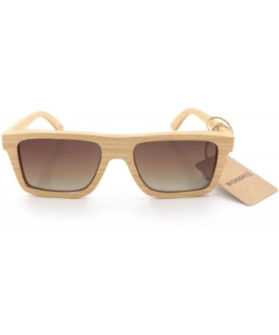 Bamboo Sunglasses-100% Hand Made Wooden Sun Glasses-Men Women Wood glasses - Wood Color - CQ12MA9XZZ3 $46.84 Square