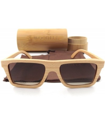 Bamboo Sunglasses-100% Hand Made Wooden Sun Glasses-Men Women Wood glasses - Wood Color - CQ12MA9XZZ3 $46.84 Square