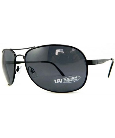 New Promotional Classic Metal Aviator Sunglasses - Grey Lens - Black - CE11F4G5HA9 $7.68 Aviator