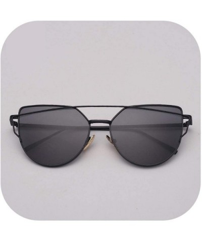 2018 Er Cat Eye Sunglasses Women Vintage Metal Reflective Glasses Mirror Retro Oculos De Sol Gafas - Light Black - CG198A9OQZ...