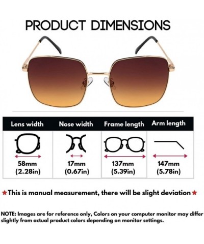 Designer Fashion Square Metal Sungalsses UV400 Protection for Women Flat Ocean Color Lens - C118XEZZT6A $7.22 Square