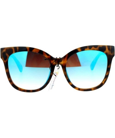 Womens Super Oversized Sunglasses Butterfly Frame Flat Mirror Lens - Tortoise (Blue Mirror) - CS187K3ASU4 $6.77 Butterfly