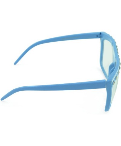 Men and Women's Trendy Fashion Sunglasses with 100% UV Protection - Blue-clear - CE12DFI7P5D $5.85 Square