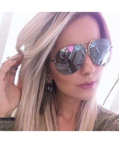 Sunglasses Women Retro Classic Brand Designer Oval Sunglasses Coating Mirror Lens Shades - Bule Mirror - C7198U3HOZI $4.81 Oval