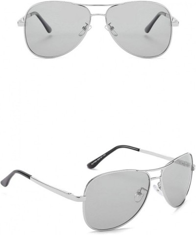 Classic Retro Aviator Sunglasses for Men Metal CR39 UV 400 Protection Sunglasses - Silver - CY18SARNINL $21.00 Aviator