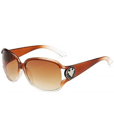 Womens Oversized Fashion Sunglasses Vintage Glasses for Driving Outdoor - Brown - C918RRLUNMW $5.30 Goggle