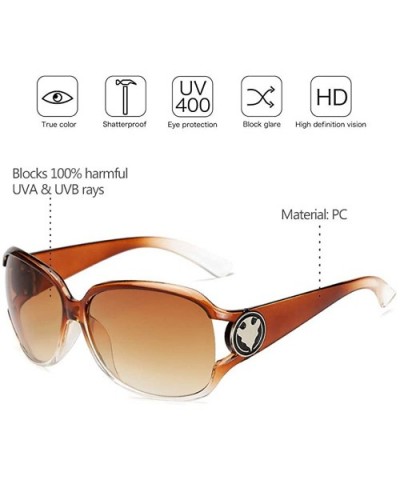 Womens Oversized Fashion Sunglasses Vintage Glasses for Driving Outdoor - Brown - C918RRLUNMW $5.30 Goggle