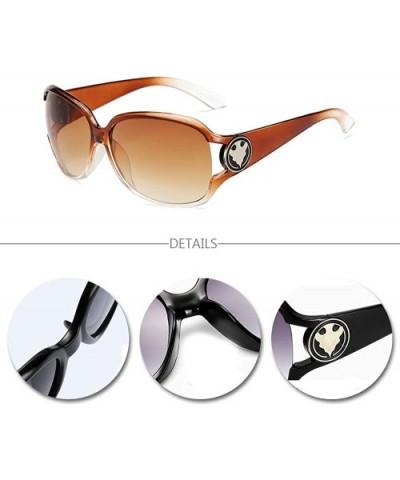 Womens Oversized Fashion Sunglasses Vintage Glasses for Driving Outdoor - Brown - C918RRLUNMW $5.30 Goggle