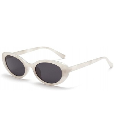 Oval Sunglasses Women 2018 Black Retro Vintage Round Sun Glasses Men UV400 Summer - White With Black - CP18D5N3ZX3 $7.61 Oval