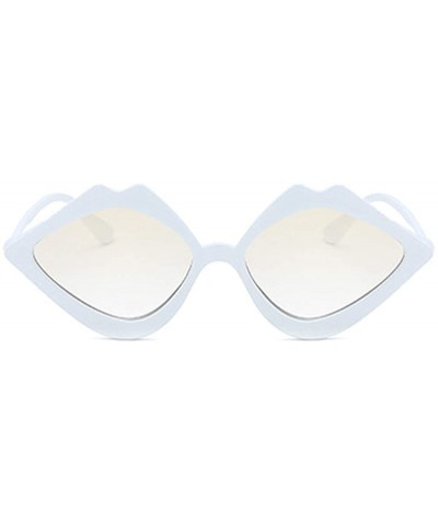 Fashion Lips Frame Oversized Plastic Lenses Sunglasses for Women UV400 - White Yellow - CN18N775ESU $6.26 Rectangular