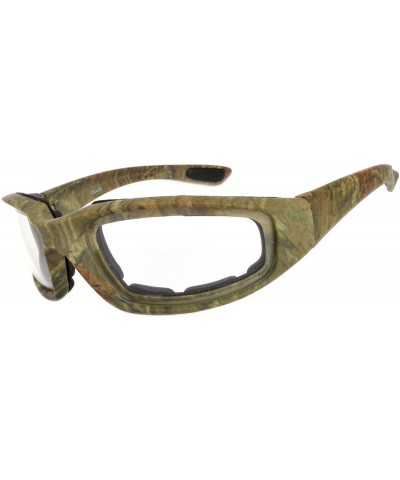 Motorcycle CAMO Padded Foam Sport Glasses Colored Lens One Pair - Camo1_clear_lens_green_frame - C7183LED0DY $7.26 Sport