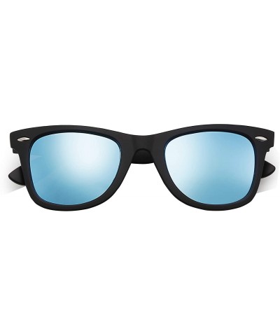 Stylish 80th Retro Unisex Polarized Sunglasses UV400 Classic Vintage Chic - Black-ice Blue - CL18DUXL97C $5.06 Wayfarer