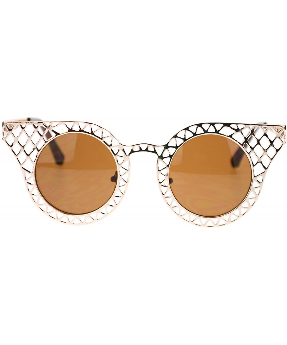 Womens Wire Mesh Cat Eye Horn Rim Runway Fashion Sunglasses - Gold - C711YWUQ1U9 $6.14 Cat Eye