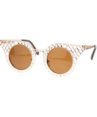 Womens Wire Mesh Cat Eye Horn Rim Runway Fashion Sunglasses - Gold - C711YWUQ1U9 $6.14 Cat Eye