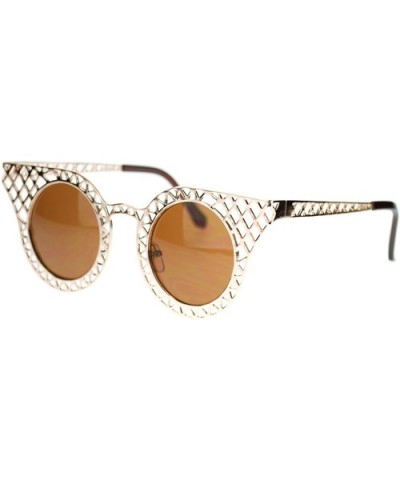 Womens Wire Mesh Cat Eye Horn Rim Runway Fashion Sunglasses - Gold - C711YWUQ1U9 $6.14 Cat Eye