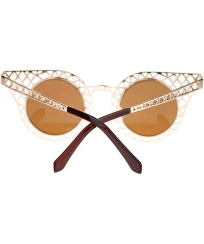 Womens Wire Mesh Cat Eye Horn Rim Runway Fashion Sunglasses - Gold - C711YWUQ1U9 $6.14 Cat Eye