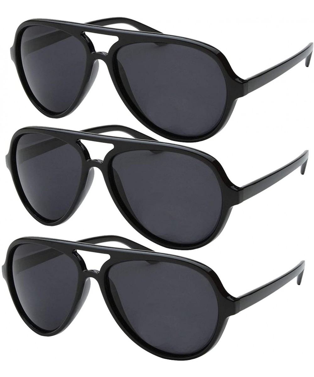 3 Pcs 80s Large Sunglasses Pilot Driving Outdoor Sports Glasses Black - Choose Color - Black - CT18NEN49X9 $18.42 Sport