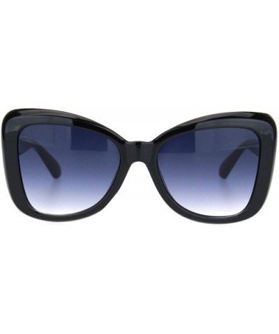 Womens 90s Paisley Arm Butterfly Thick Plastic Designer Sunglasses - Black Gradient Blue - CD18NDYX6SH $8.14 Butterfly