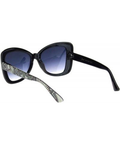 Womens 90s Paisley Arm Butterfly Thick Plastic Designer Sunglasses - Black Gradient Blue - CD18NDYX6SH $8.14 Butterfly