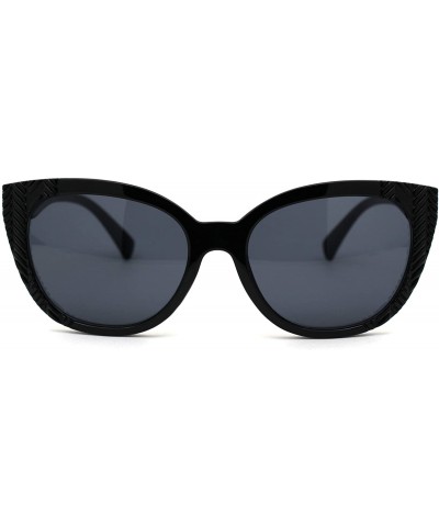 Womens Oversize Cat Eye Thick Plastic Fashion Sunglasses - All Black - CV18YTEZOD9 $7.20 Oversized