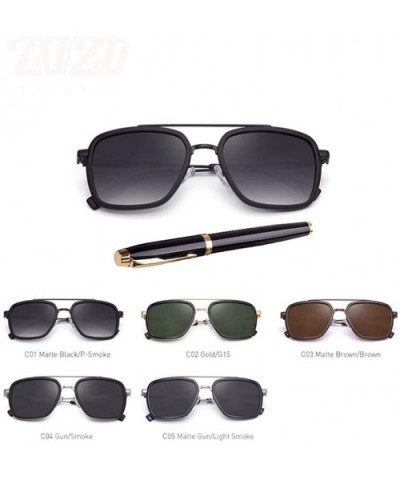 20/20 Brand Design Polarized Sunglasses Men Driving Printing C01BlackP-Smoke - C05mattesmoke - CK18Y5UO28E $11.18 Aviator