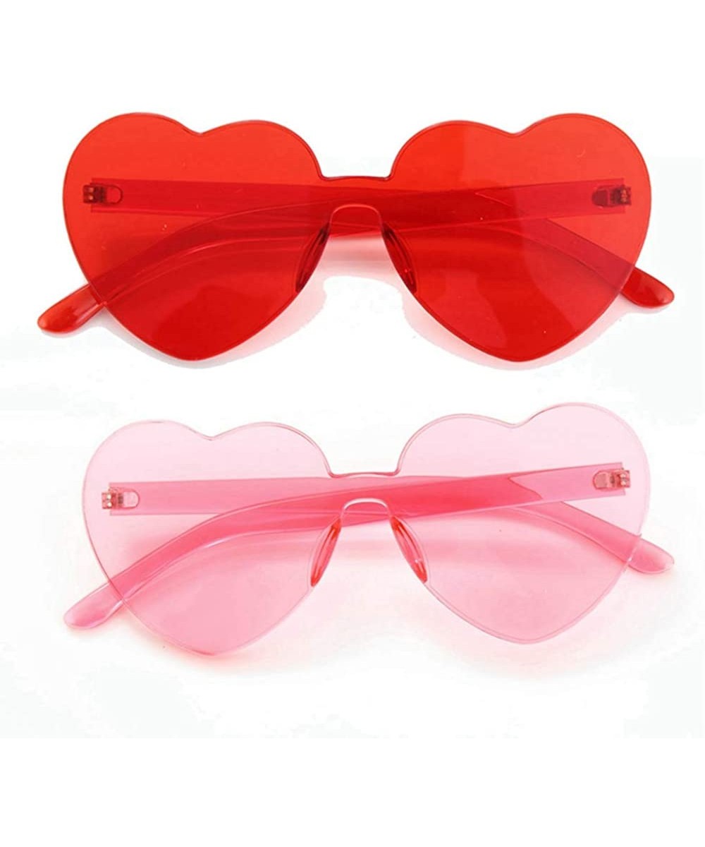 Heart Oversized Rimless Sunglasses One Piece Heart Shape Eyewear Colored Sunglasses for Women - Red+pink - CS18UGGEQUA $5.76 ...