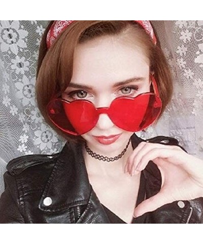 Heart Oversized Rimless Sunglasses One Piece Heart Shape Eyewear Colored Sunglasses for Women - Red+pink - CS18UGGEQUA $5.76 ...