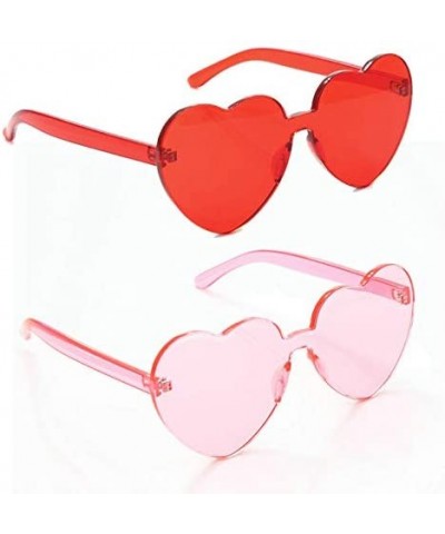 Heart Oversized Rimless Sunglasses One Piece Heart Shape Eyewear Colored Sunglasses for Women - Red+pink - CS18UGGEQUA $5.76 ...