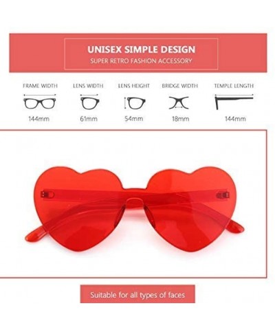 Heart Oversized Rimless Sunglasses One Piece Heart Shape Eyewear Colored Sunglasses for Women - Red+pink - CS18UGGEQUA $5.76 ...