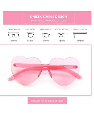 Heart Oversized Rimless Sunglasses One Piece Heart Shape Eyewear Colored Sunglasses for Women - Red+pink - CS18UGGEQUA $5.76 ...