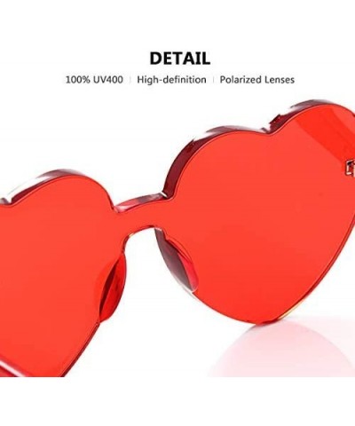 Heart Oversized Rimless Sunglasses One Piece Heart Shape Eyewear Colored Sunglasses for Women - Red+pink - CS18UGGEQUA $5.76 ...