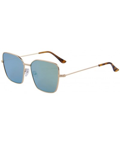 Men Square UV400 Mirror Sunglasses Women Flat Coating Lens Glasses - Gold - CK17Z6YOE7I $7.10 Rimless