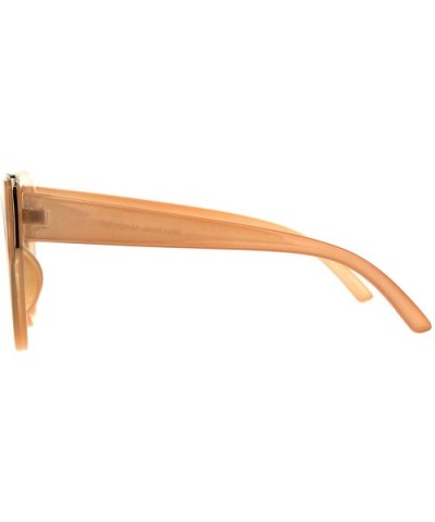 Womens Temper Glass Lens Round Circle Lens Cat Eye Mod Sunglasses - Peach Brown - CF18D5NQC7A $7.38 Oversized