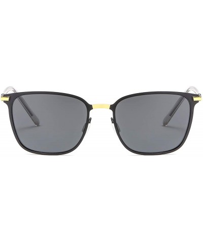 Polarized Sunglasses Square Metal Frame Unisex For Hunting And Fishing K0609 - Black&gold - CX18K0RM89K $9.22 Square