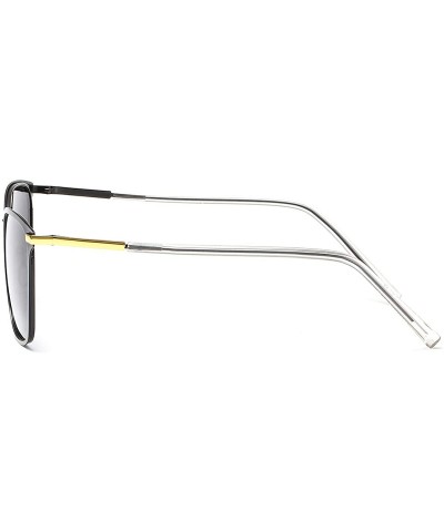 Polarized Sunglasses Square Metal Frame Unisex For Hunting And Fishing K0609 - Black&gold - CX18K0RM89K $9.22 Square