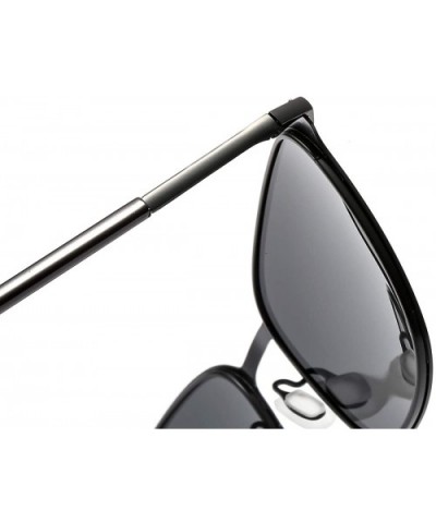 Polarized Sunglasses Square Metal Frame Unisex For Hunting And Fishing K0609 - Black&gold - CX18K0RM89K $9.22 Square