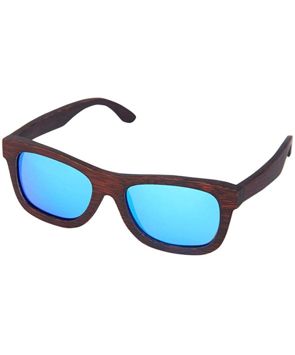 Bamboo dyed sunglasses polarized lenses for men and women fashion sunglasses wooden glasses - Blue - CQ18XH6ZMZO $26.02 Goggle