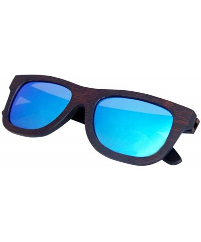 Bamboo dyed sunglasses polarized lenses for men and women fashion sunglasses wooden glasses - Blue - CQ18XH6ZMZO $26.02 Goggle