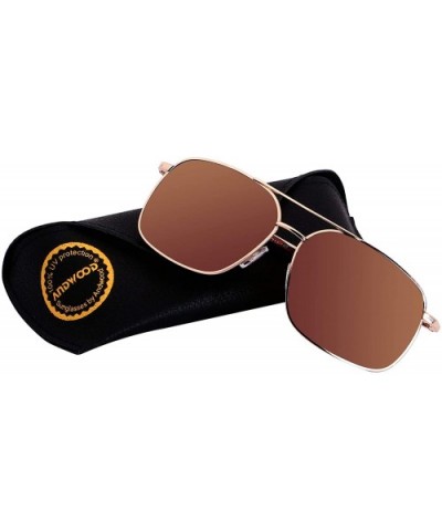 Aviator Sunglasses for Men Women Polarized UV400 Protection Sun Glasses AVALON - Square - Polarized Brown - C318H8YWIUR $13.8...