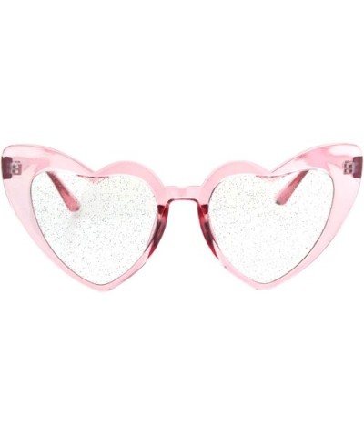 Glitter Lens Sunglasses Glasses Womens Heart Shape Cateye Fashion Shades - Pink (Clear) - CL18QY4ZXE3 $8.05 Oversized