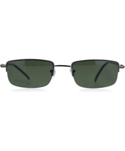 Mens Classic Half Rim Narrow Rectangular 90s Dad Sunglasses - Gunmetal Green - C618L93282R $5.26 Rectangular