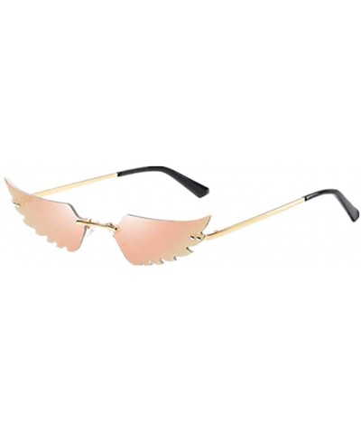 Man Women Wing Shape Sunglasses Glasses Shades Vintage Retro Unisex Classic - Orange - CL190629G2L $7.00 Square