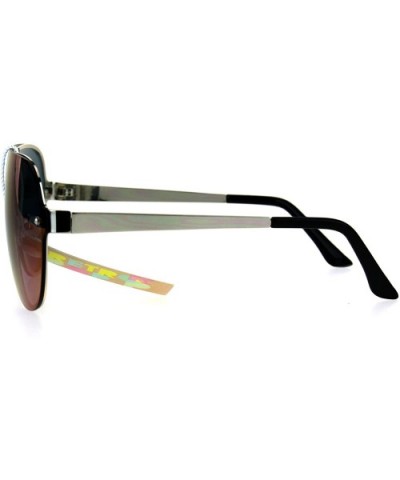 Unisex Aviator Sunglasses Full Mirrored Lens Frame Designer Fashion - Silver (Teal Mirror) - CD186NWUUEU $8.75 Rimless