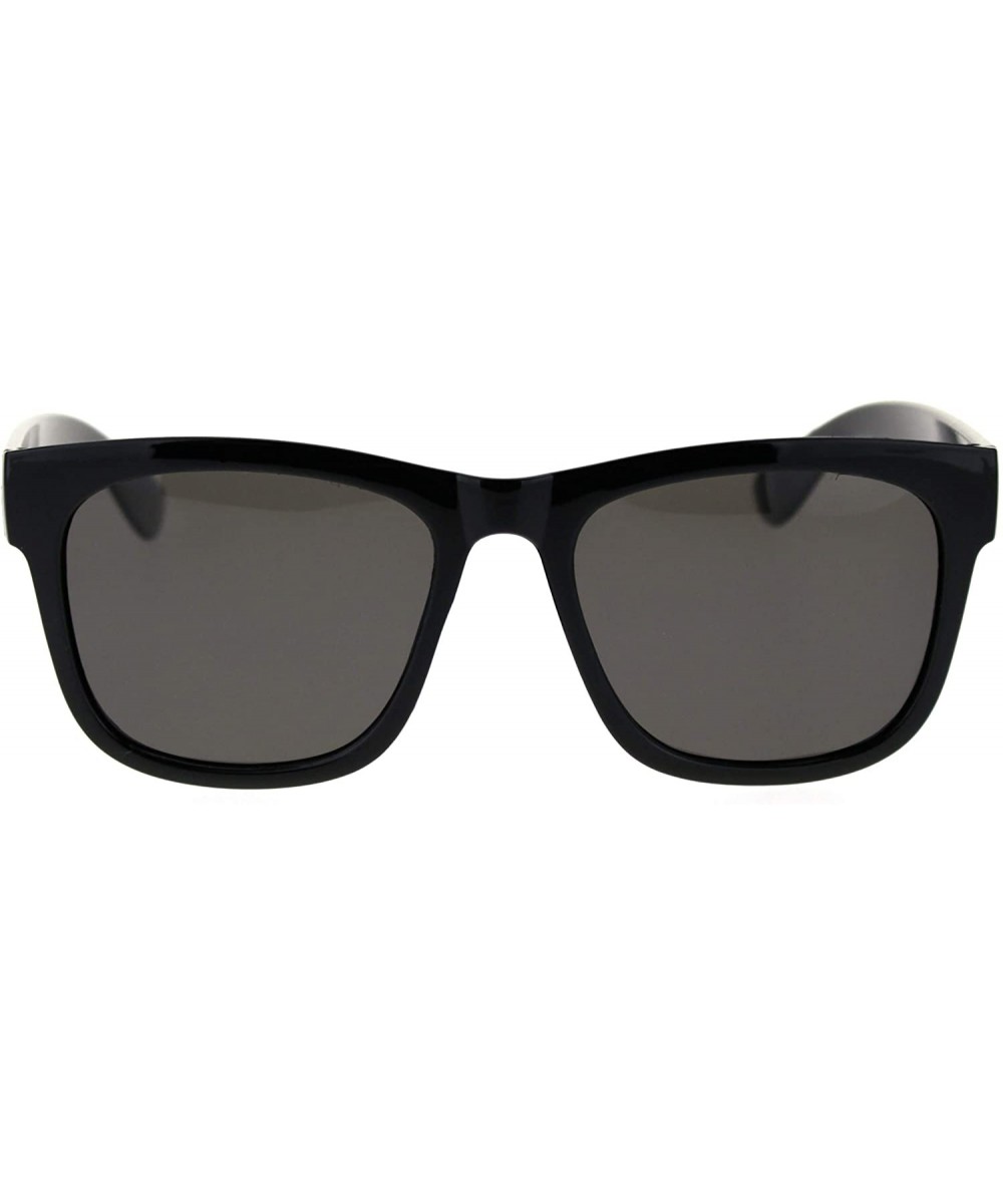 Super Light Weight Polarized Lens Hipster Oversize Horned Rim Sunglasses - Shiny Black Black - CY18SA4LREK $5.83 Oversized